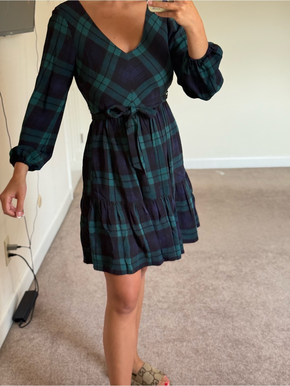 Jcrew plaid green dress size 6 - Picture 5 of 8